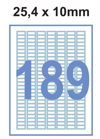 Етикети на формат А4 -189ет/л. 25.4х10 mm