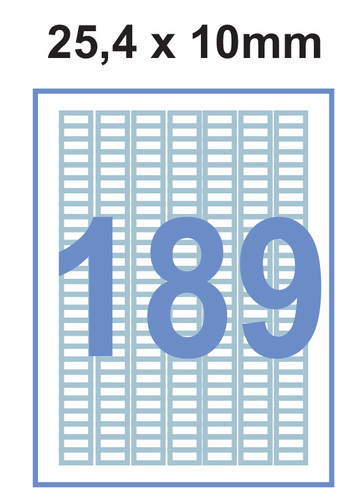 Етикети на формат А4 -189ет/л. 25.4х10 mm